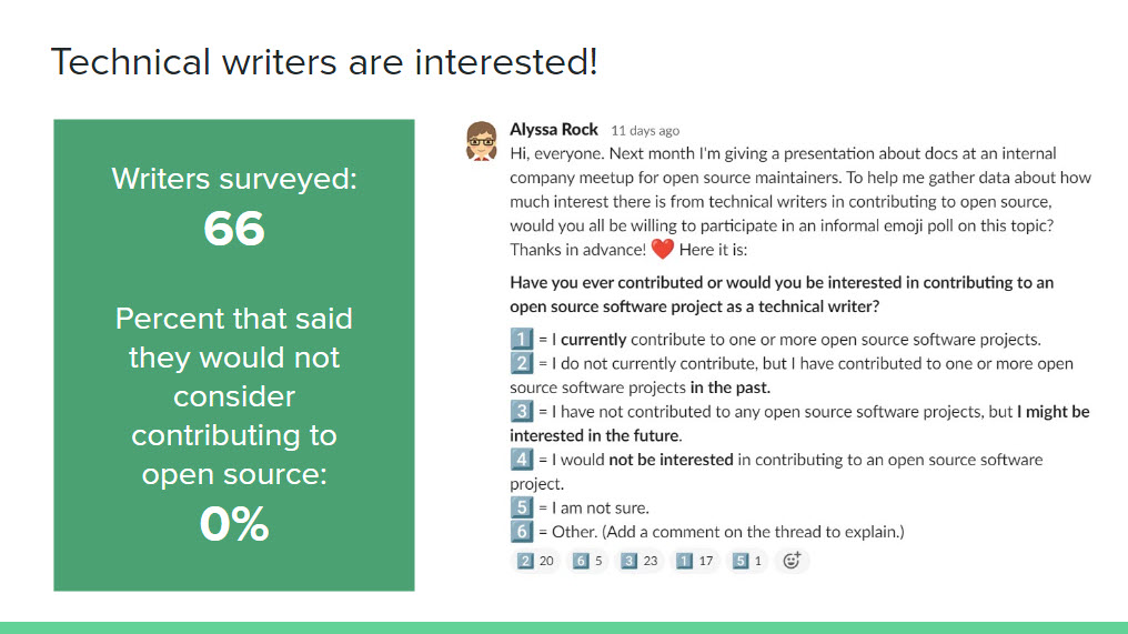 Technical writers are interested