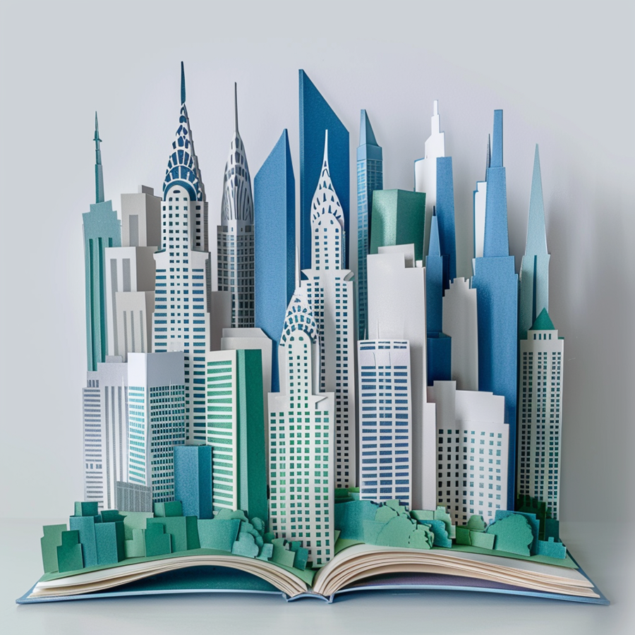 Another variation on the layered paper art cityscape