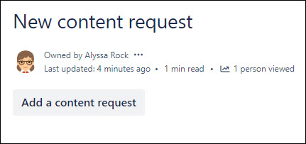 Example New content request page